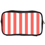 Vertical Stripes - White and Pastel Red Toiletries Bag (Two Sides)