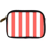 Vertical Stripes - White and Pastel Red Digital Camera Leather Case