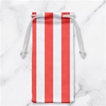 Vertical Stripes - White and Pastel Red Jewelry Bag