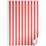 Vertical Stripes - White and Pastel Red Canvas 12  x 18 