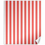 Vertical Stripes - White and Pastel Red Canvas 20  x 24 