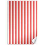 Vertical Stripes - White and Pastel Red Canvas 20  x 30 