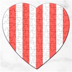 Vertical Stripes - White and Pastel Red Jigsaw Puzzle (Heart)