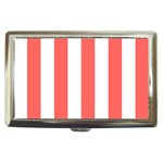 Vertical Stripes - White and Pastel Red Cigarette Money Case