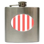 Vertical Stripes - White and Pastel Red Hip Flask (6 oz)