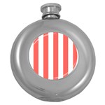 Vertical Stripes - White and Pastel Red Hip Flask (5 oz)