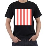 Vertical Stripes - White and Pastel Red Men s T-Shirt (Black)