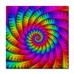 Psychedelic Fractal Rainbow Spiral  Tile Coaster