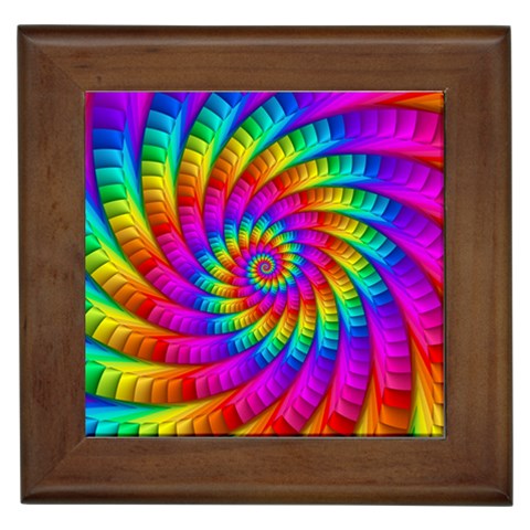 Psychedelic Fractal Rainbow Spiral  Framed Tile from ArtsNow.com Front