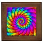 Psychedelic Fractal Rainbow Spiral  Framed Tile