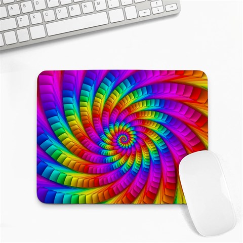 Psychedelic Fractal Rainbow Spiral  Small Mousepad from ArtsNow.com Front