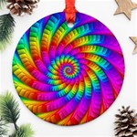 Psychedelic Fractal Rainbow Spiral  Ornament (Round)