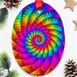 Psychedelic Fractal Rainbow Spiral  Ornament (Oval)