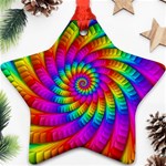 Psychedelic Fractal Rainbow Spiral  Ornament (Star)