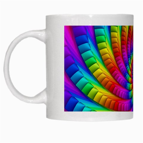 Psychedelic Fractal Rainbow Spiral  White Mug from ArtsNow.com Left