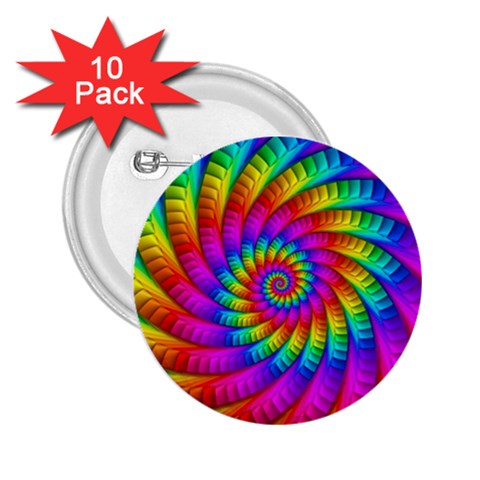 Psychedelic Fractal Rainbow Spiral  2.25  Button (10 pack) from ArtsNow.com Front