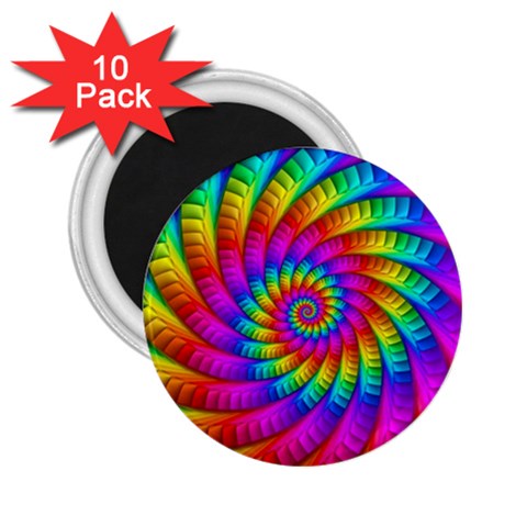 Psychedelic Fractal Rainbow Spiral  2.25  Magnet (10 pack) from ArtsNow.com Front