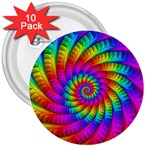 Psychedelic Fractal Rainbow Spiral  3  Button (10 pack)