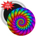 Psychedelic Fractal Rainbow Spiral  3  Magnet (100 pack)