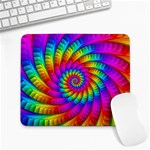 Psychedelic Fractal Rainbow Spiral  Large Mousepad