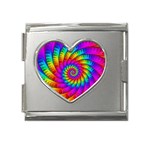 Psychedelic Fractal Rainbow Spiral  Mega Link Heart Italian Charm (18mm)