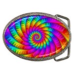 Psychedelic Fractal Rainbow Spiral  Belt Buckle