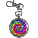 Psychedelic Fractal Rainbow Spiral  Key Chain Watch