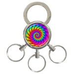 Psychedelic Fractal Rainbow Spiral  3-Ring Key Chain