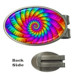 Psychedelic Fractal Rainbow Spiral  Money Clip (Oval)