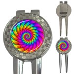 Psychedelic Fractal Rainbow Spiral  3-in-1 Golf Divot