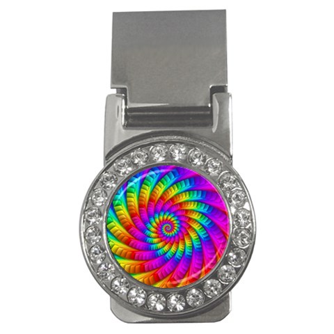 Psychedelic Fractal Rainbow Spiral  Money Clip (CZ) from ArtsNow.com Front