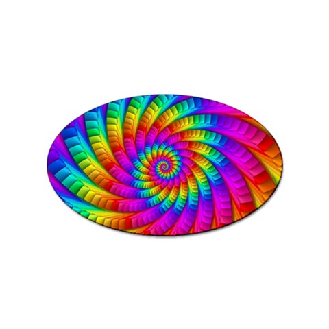 Psychedelic Fractal Rainbow Spiral  Sticker (Oval) from ArtsNow.com Front