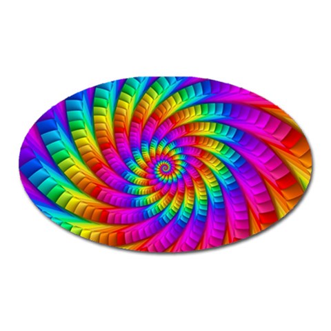 Psychedelic Fractal Rainbow Spiral  Magnet (Oval) from ArtsNow.com Front