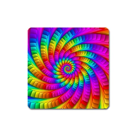 Psychedelic Fractal Rainbow Spiral  Magnet (Square) from ArtsNow.com Front