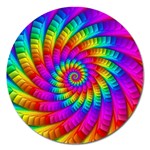 Psychedelic Fractal Rainbow Spiral  Magnet 5  (Round)