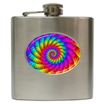 Psychedelic Fractal Rainbow Spiral  Hip Flask (6 oz)