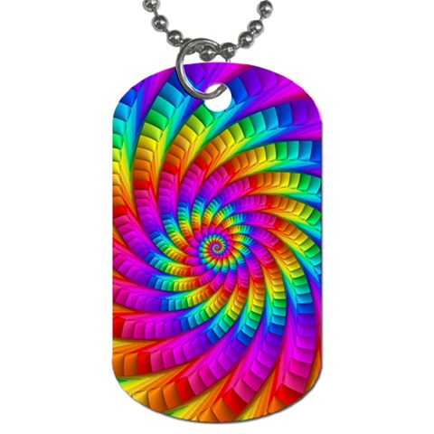 Psychedelic Fractal Rainbow Spiral  Dog Tag (Two Sides) from ArtsNow.com Front