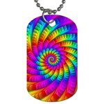 Psychedelic Fractal Rainbow Spiral  Dog Tag (Two Sides)