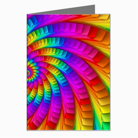 Psychedelic Fractal Rainbow Spiral  Greeting Card from ArtsNow.com Left