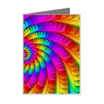 Psychedelic Fractal Rainbow Spiral  Mini Greeting Card