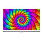 Psychedelic Fractal Rainbow Spiral  Business Card Holder