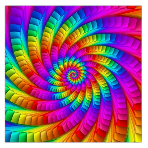 Psychedelic Fractal Rainbow Spiral  Large Satin Scarf (Square) from ArtsNow.com Front