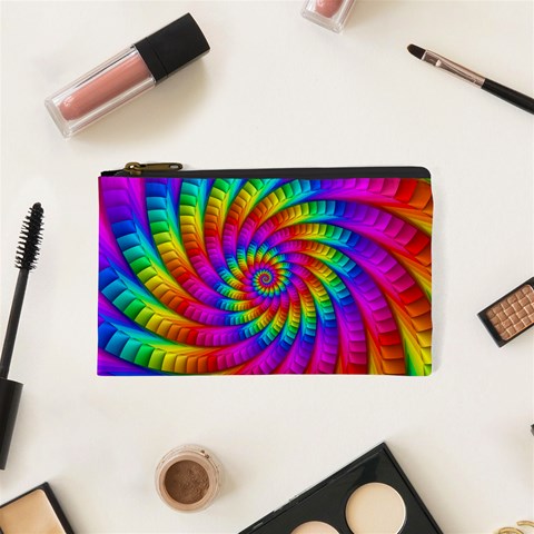 Psychedelic Fractal Rainbow Spiral  Cosmetic Bag (XS) from ArtsNow.com Front