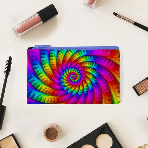 Psychedelic Fractal Rainbow Spiral  Cosmetic Bag (XS) from ArtsNow.com Front