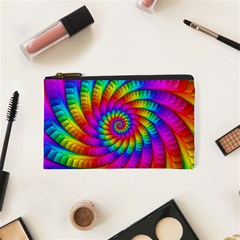 Psychedelic Fractal Rainbow Spiral  Cosmetic Bag (XS) from ArtsNow.com Front