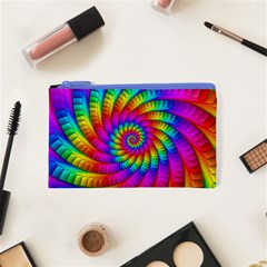 Psychedelic Fractal Rainbow Spiral  Cosmetic Bag (XS) from ArtsNow.com Front