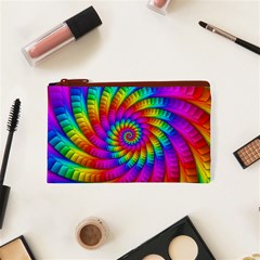 Psychedelic Fractal Rainbow Spiral  Cosmetic Bag (XS) from ArtsNow.com Front