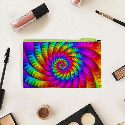 Psychedelic Fractal Rainbow Spiral  Cosmetic Bag (XS) from ArtsNow.com Back