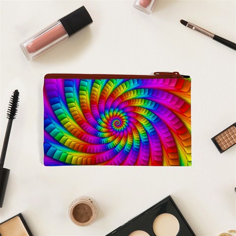 Psychedelic Fractal Rainbow Spiral  Cosmetic Bag (XS) from ArtsNow.com Back