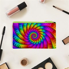 Psychedelic Fractal Rainbow Spiral  Cosmetic Bag (XS) from ArtsNow.com Back